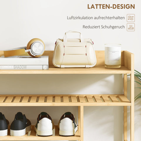 Rootz Shoe Rack - Shoe Stand - Shoe Organizer - Holds 18 Pairs - Bamboo Build - 101cm x 30cm x 100cm