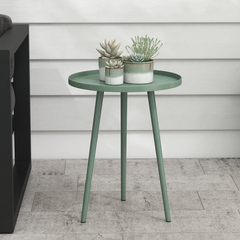 Rootz Steel Side Table - Coffee Table - Garden Table - Weatherproof & Durable - 40 x 40 x 50 cm - Green