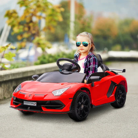 Rootz Electric Children's Car - Kids Car - Licensed Lamborghini Aventador - Gullwing Doors - Music - Horn - for 3-5 Years - Red - 107.5cm x 63cm x 42cm