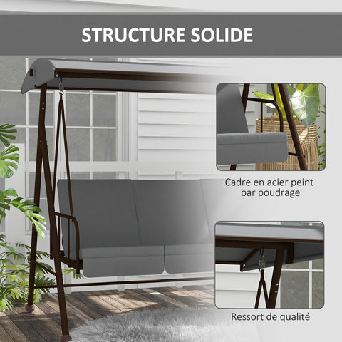 Rootz Garden Swing - Lying Swing - Convertible Hammock - Maximum Comfort - Steel & Polyester - 203cm x 120cm x 174cm