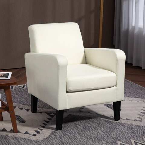 Rootz Single Armchair - Relaxation Armchair - Upholstered Armchair - Wooden Feet - Linen Look Fabric - 66 x 72 x 74 cm - Ergonomic Comfort