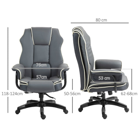 Rootz Ergonomic Office Chair - Computer Chair - Desk Chair - Faux Leather - Adjustable Height - 76cm x 80cm x 118-124cm