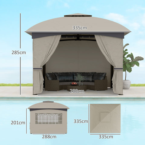 Rootz Garden Gazebo Beer Tent - Outdoor Shelter - Patio Canopy - UV Protection - 3.35m x 3.35m x 2.85m
