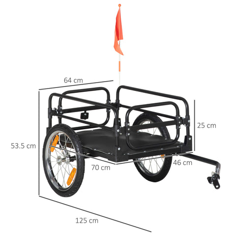 Rootz Bicycle Trailer - Transport Trailer - Bicycle Cart - 40kg Capacity - Steel - 125cm x 64cm x 53.5cm