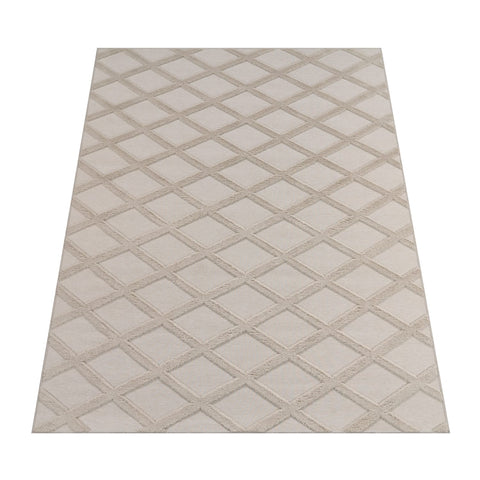 Modern Diamond Pattern Rug – Soft Short Pile – Durable & Easy Care – 3D Effect