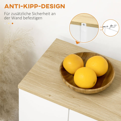 Rootz Sideboard - Buffet Cabinet - Storage Unit - Ample Storage - Adjustable Shelf - Easy to Clean - 110L x 29.5W x 82H cm - Chipboard