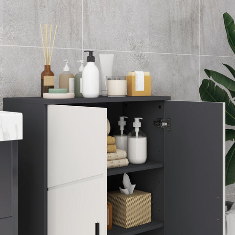 Rootz Bathroom Cabinet - Bathroom Chord - Storage Cupboard - Adjustable Shelves - 25kg Load Capacity - 60cm x 30cm x 82cm - Grey