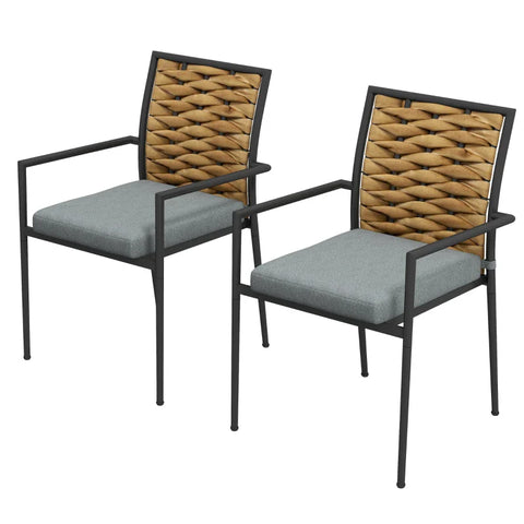 Rootz Garden Chairs - Outdoor Chairs - Patio Chairs - Seat Cushions - Weather Resistant - Modern Design - PE Rattan - Polyester - Brown-Gray - 40W x 47D cm