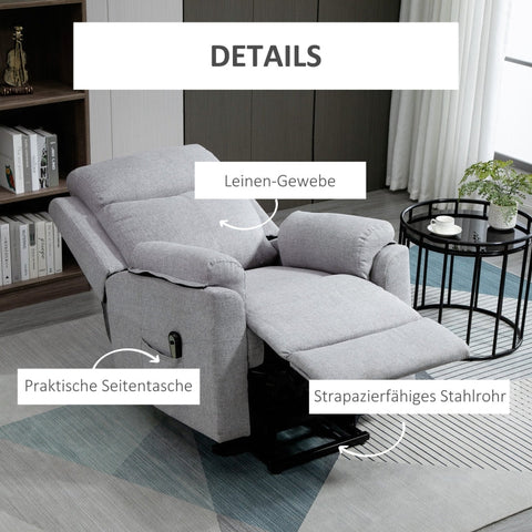 Rootz TV Chair Stand-Up Senior Chair - Recliner Chair - Lift Chair - Ultimate Comfort - Effortless Mobility - Sturdy and Durable - 83W x 89D x 102H cm (Upright) - Linen-like Polyester