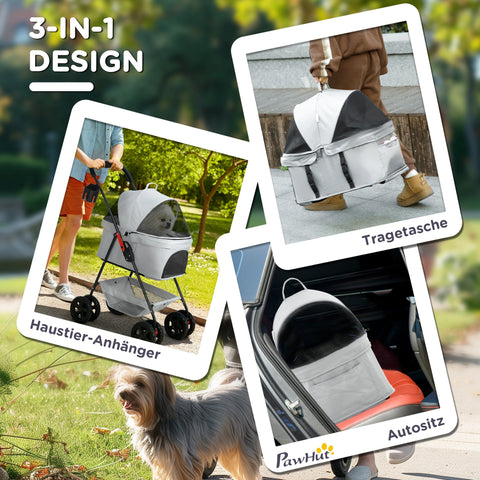 Rootz 3-in-1 Pet Trolley - Foldable Dog Cars - Portable Carriers - Easy Storage - 76cm x 50cm x 102cm