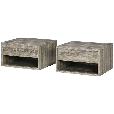 Rootz Set of 2 Wall-Night Tables - Bedside Table - Nightstand - Triple Storage Space - 37b x 32t x 21h cm