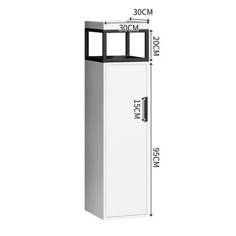 Rootz Bathroom Cabinet - Storage Unit - Bathroom Shelf - Soft Close - 30L x 30W x 120H cm - White and Black Finish - Wall Mounted