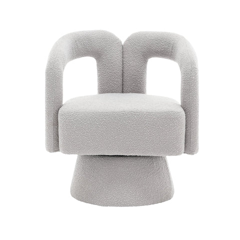 Rootz Swivel Office Chair - Bouclé Fabric Armchair - 360° Rotating Lounge Chair - Functional Comfort - 67cm x 55cm x 74cm