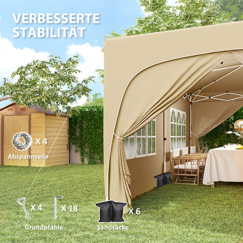 Rootz 3 x 6m Pop-up Gazebo - Garden Tent - Outdoor Canopy - UPF50+ UV Protection - 597cm x 300cm x 270cm