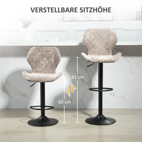 Rootz Set of 2 Bar Chairs - Kitchen Stools - Height-Adjustable Counter Stools - Ultimate Comfort - 48cm x 51.5cm x 91-112cm