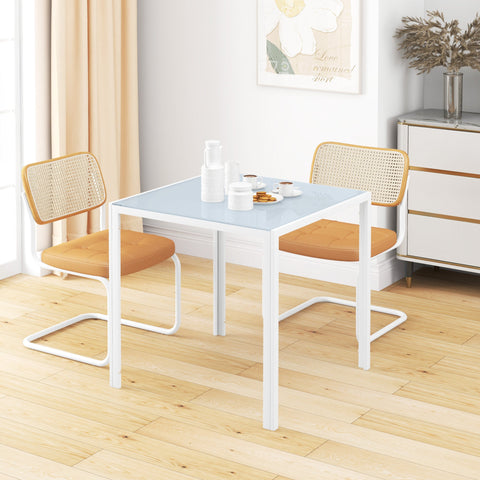 Rootz Square Dining Table for 4 - Kitchen - Dining Room - Tempered Glass Top - 75cm x 75cm x 75cm - Modern Style