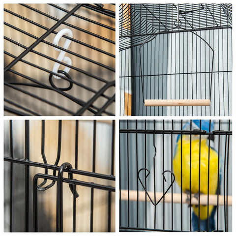 Rootz Bird Cage Aviary - Bird Shelter - Canopy Sanctuary - Removable Droppings Board - 46.5 x 35.5 x 92 cm