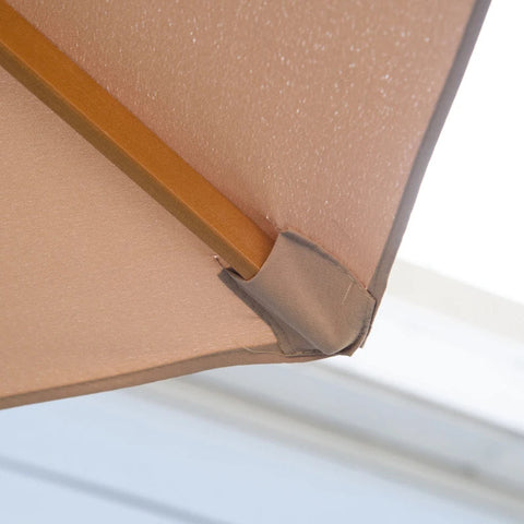 Rootz Parasol - Wooden Umbrella - Garden Umbrella - Bamboo Sun Shade - Umbrella Canopy - Balcony - Khaki - Ø300 x H250 cm