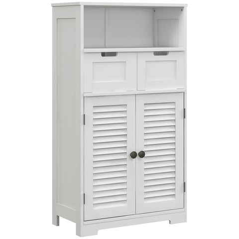 Rootz Bathroom Cabinet - Storage Organizer - Space Saver - Height-Adjustable Shelf - 61 x 30.5 x 109.5 cm - White MDF