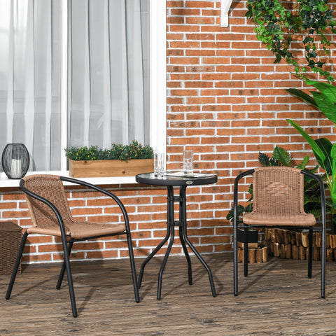 Rootz 3 Piece Garden Furniture Set - Bistro Set - Outdoor Patio Set - Weather-Resistant PE Rattan - Armchairs 56x58x72.5cm - Table Ø50x72cm