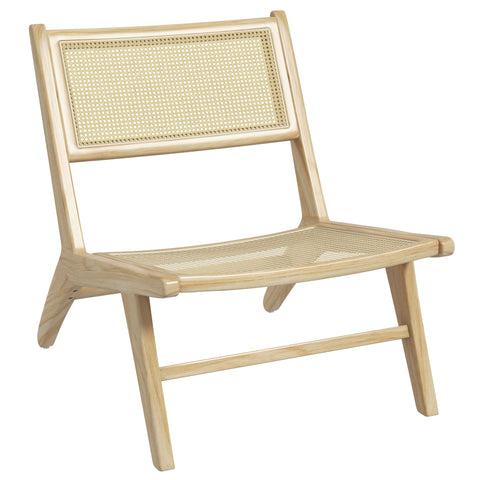 Rootz Lounge Chair - Relaxed Chair - Braided Seat - Deep Comfort - 60x71x73cm - Rubber Wood Frame