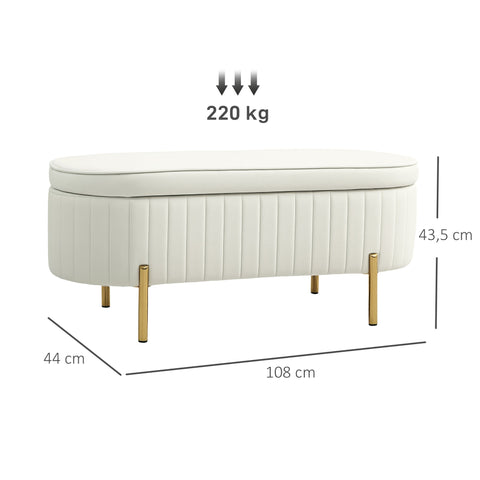 Rootz Storage Bench with Hinged Lid - Upholstered Seat - Velvet Fabric - 19 Gallons Storage - 108cm x 43.5cm