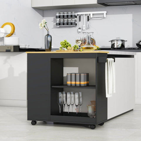 Rootz Multifunctional Kitchen Trolley - Mobile Cart - Rolling Island - Easy Mobility - 105cm x 38cm x 89cm