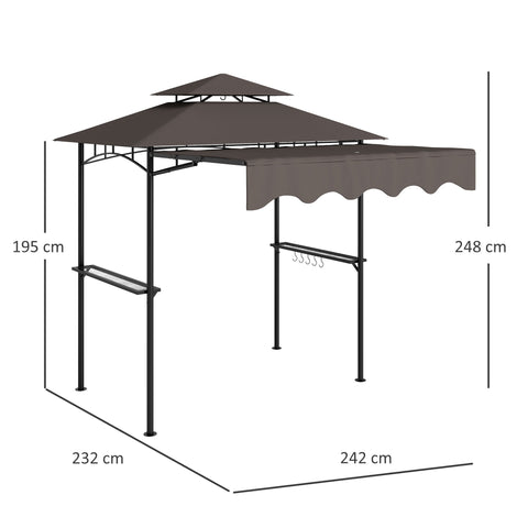 Rootz Grill Pavilion - Garden Shelter - Outdoor Canopy - Weather-Protection - 242x149x248cm - Perfect for Safe and Smoke-free Grilling!