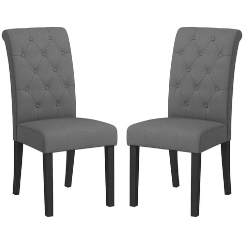 Rootz Set of 2 Dining Room Chairs - Kitchen Chairs - Upholstered Chairs - Comfort & Style - 47cm x 61cm x 101cm - Dark Gray