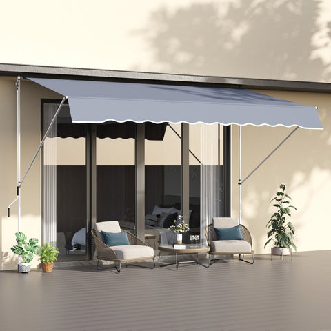 Rootz Manual Extendable Awning - Retractable Awning - Balcony Shade - Anti-UV Protection - 400L x 120W x 170-280H cm
