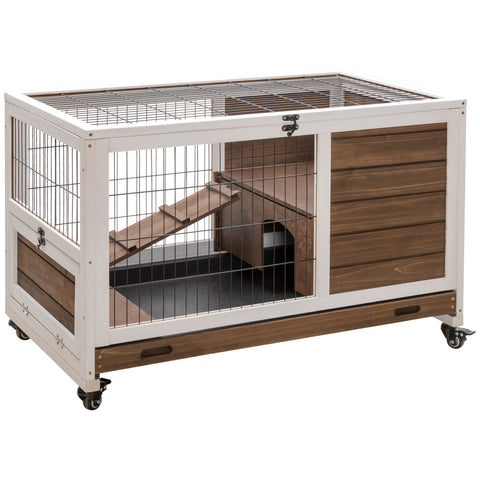 Rootz Rabbit Hutch - Animal House - Pet Enclosure - Spacious & Lockable - Non-Slip Ramp - 90cm x 53cm x 59cm