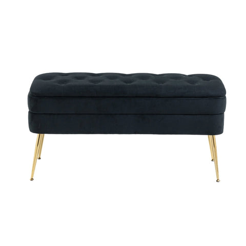 Rootz Velvet Pouf Bench - Ottoman - Storage Bench - Adds Comfort & Style - 104cm x 40cm x 51cm