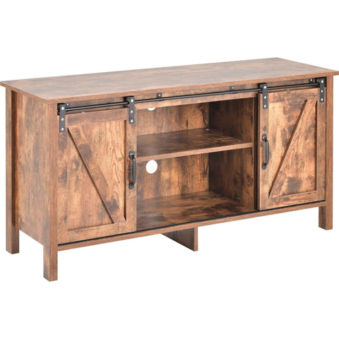 Rootz Industrial-Design TV Stand - Rustic Barn Door - Durable Media Console - Cable Management - 120L x 40W x 60.5H cm