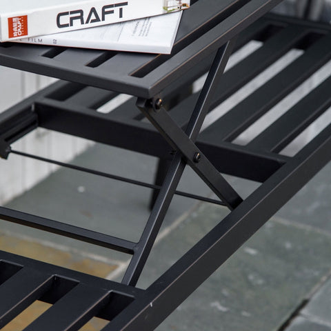 Rootz Garden Bench with Extendable Table - Outdoor Seating - Patio Furniture - Durable Metal - Comfortable Design - 150W x 58.5D x 90H cm