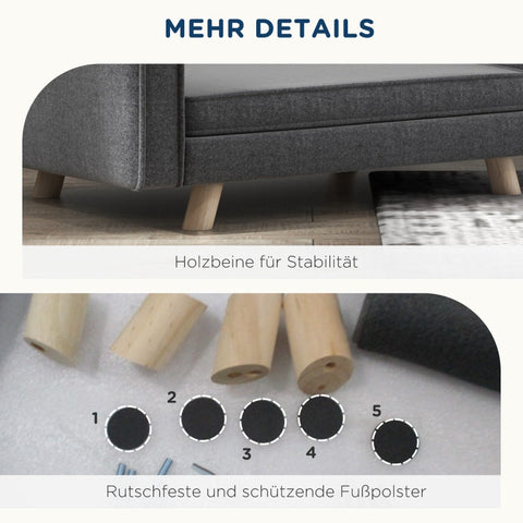 Rootz Pet Sofa - Dog Chair - Plush Lounger - Stylish Appearance - Comfortable Cushion - Wooden Legs - Gray - 86cm x 54.5cm x 34cm