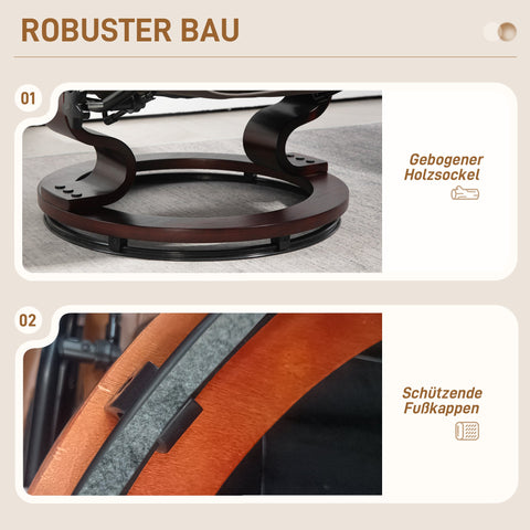 Rootz Relaxation Armchair Set - Recliner & Ottoman - Lounge Chair - 360° Swivel Base - Faux Leather - 76cm x 85cm x 104cm - Brown