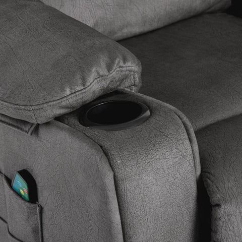 Rootz Massage Chair Velvet Recliner - Electric Adjustable Chair - Heated Recliner - Ultimate Comfort for Elderly - 84cm x 100cm x 105cm