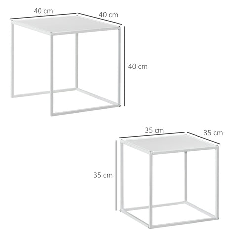 Rootz Side Table Set - Modern Nesting Tables - Space Saving Coffee Tables - Sturdy Steel Frame - 40cm x 40cm x 40cm
