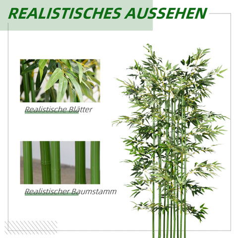 Rootz Artificial Bamboo Plant - Decorative Plant - Faux Plant - Real Look - Easy Care - 180cm High - Pot: 35L x 10W x 10H cm