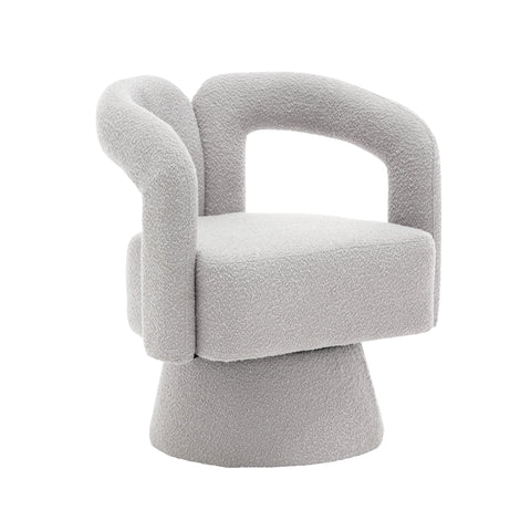 Rootz Swivel Office Chair - Bouclé Fabric Armchair - 360° Rotating Lounge Chair - Functional Comfort - 67cm x 55cm x 74cm