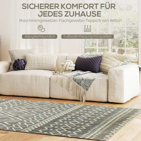Rootz Indoor Outdoor Carpet - Boho Rug - Easy-Clean Carpet - Allergy-Friendly - 170cm x 120cm x 0.5cm - Grey