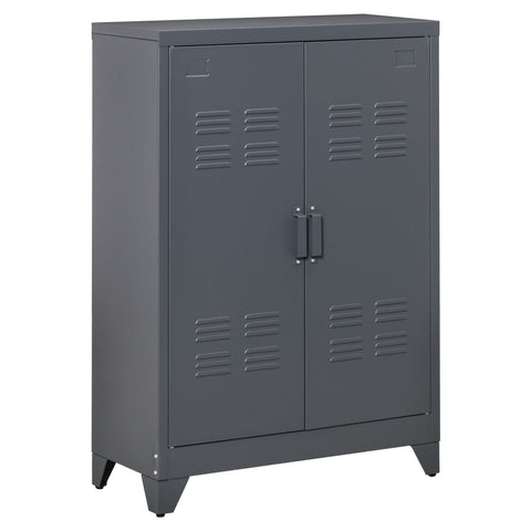 Rootz Metal Storage Cabinet Wardrobe - File Cabinet - Office Cabinet - Industrial Style - Adjustable Shelves - 75cm x 33cm x 110cm
