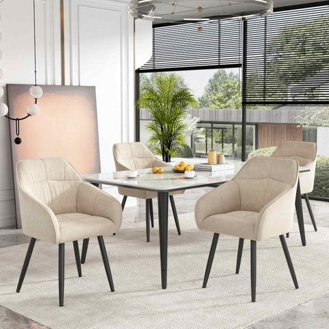 Rootz Elegant Velvet Dining Chairs - Upholstered Seating - Padded Accent Chairs - Comfort & Stability - 44cm Seat Width, 44L x 55W x 85H cm