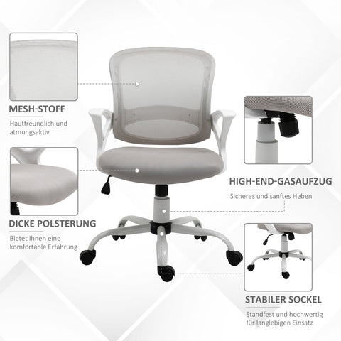 Rootz Ergonomic Office Chair - Desk Chair - Height Adjustable Seating - Breathable Mesh Back - 61cm x 61cm x 89-99cm - Grey
