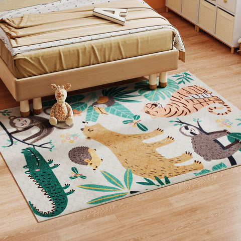 Rootz Fleece Carpet Jungle Pattern - Area Rug - Soft Sherpa - Easy Care - 160cm x 120cm x 0.7cm