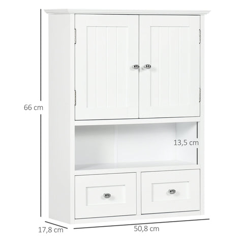 Rootz Wall Bath Cabinet - Bathroom Cabinet - White Storage Unit - Space-Saving Design - 50.8b x 17.8t x 66h cm