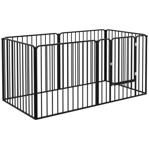 Rootz Modular Dog Gate - Pet Barrier - Puppy Enclosure - Secure Playpen - Black Steel - 164cm x 83cm x 80cm