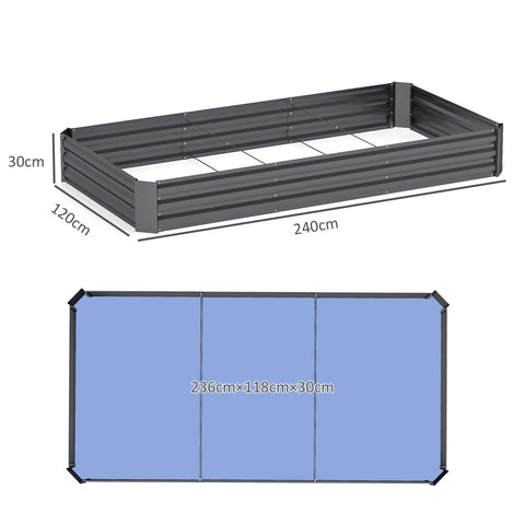 Rootz Garden Raised Bed - Planter Box - Elevated Garden Bed - Rust-Resistant & Durable - 240 x 120 x 30 cm