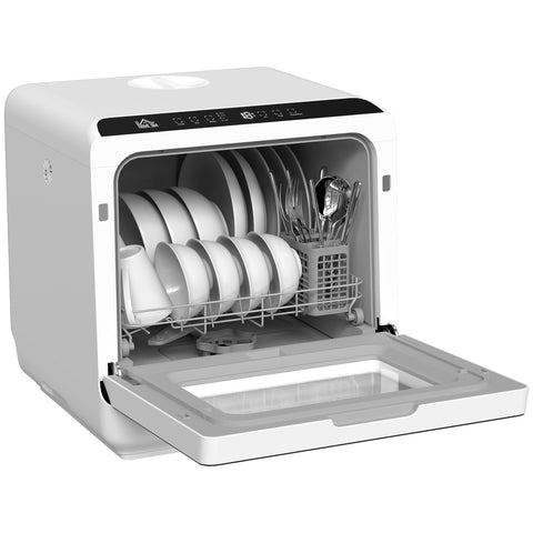 Rootz Table Dishwasher - Mini Dishwasher - Compact Dish Cleaner - LED Display - Hygienic Drying Function - White - 45cm x 45.8cm