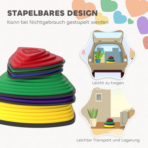 Rootz 6-Set Balancing Stones - Stepping Stones - Sensory Toys - Non-Slip Design - 37.5cm x 16cm, 34.3cm x 7.6cm, 23cm x 23cm x 4.3cm